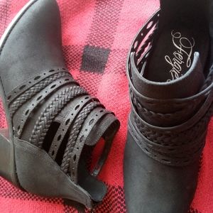 Black cut-out booties